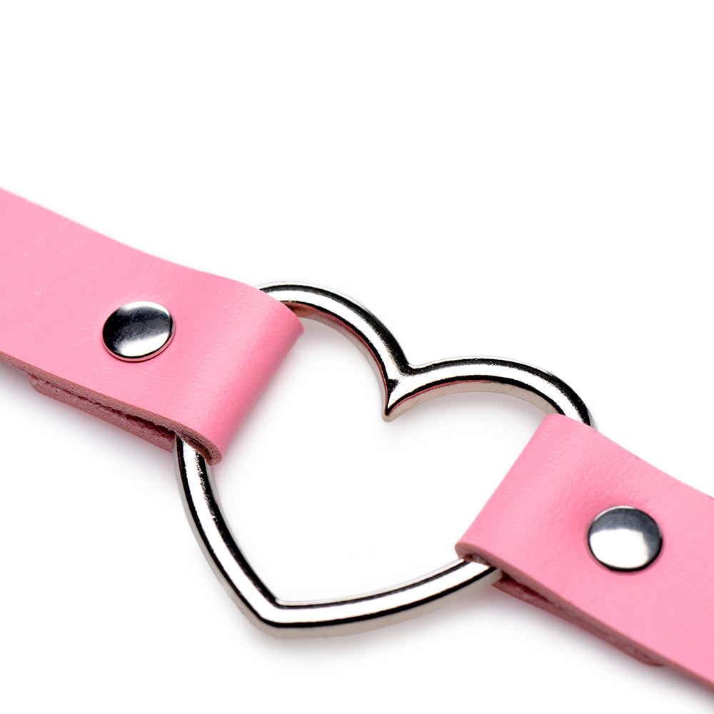 XR BRANDS - MASTER SERIES SWEET HEART CHROME HEART CHOKER ROSA