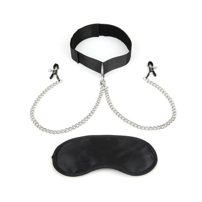 ELECTRIC EEL - LUX FETISH COLLAR & NIPPLE CLAMPS WITH ADJUSTABLE PRESSURE