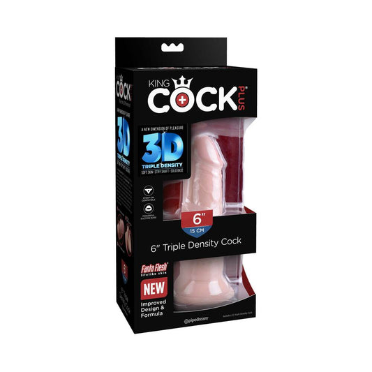 PIPEDREAM - KING COCK PLUS 6 IN. TRIPLE DENSITY COCK REALISTIC DILDO WITH SUCTION CUP BEIGE