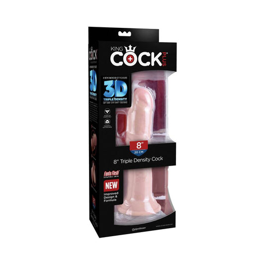 PIPEDREAM - KING COCK PLUS 8 IN. TRIPLE DENSITY COCK REALISTIC DILDO WITH SUCTION CUP BEIGE