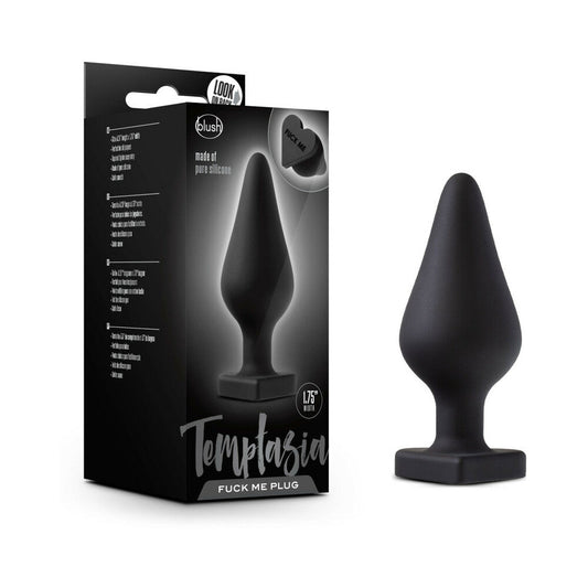 BLUSH - TEMPTASIA 'FUCK ME' SILICONE ANAL PLUG WITH HEART-SHAPED BASE BLACK