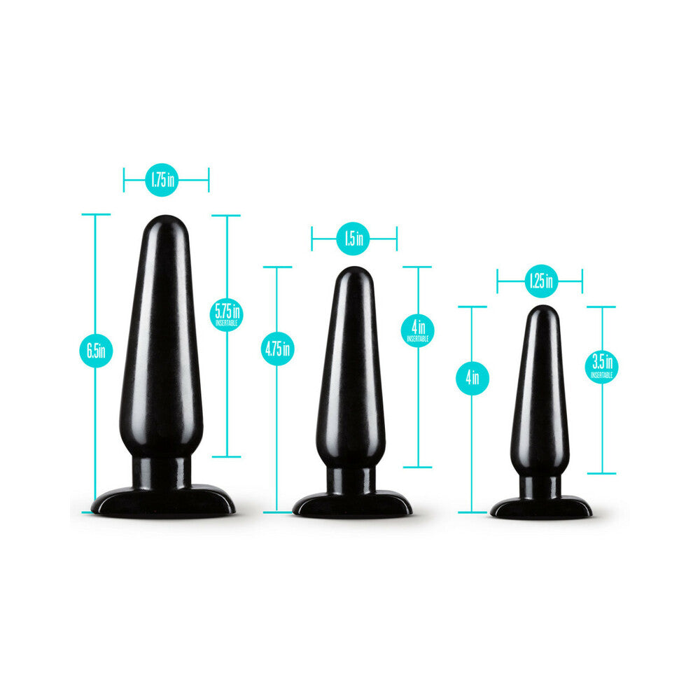 BLUSH - ANAL ADVENTURES 3-PIECE BASIC PLUG KIT BLACK