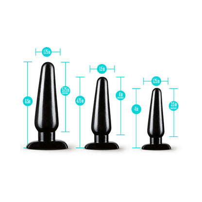 BLUSH - ANAL ADVENTURES 3-PIECE BASIC PLUG KIT BLACK