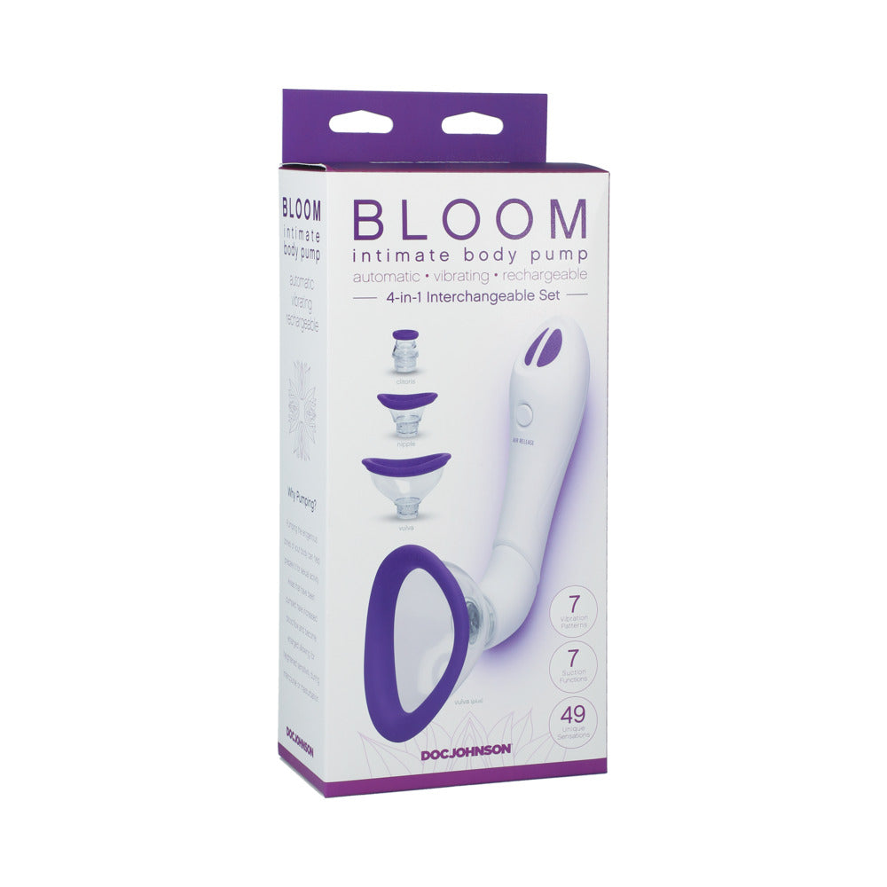 DOC JOHNSON - BLOOM - INTIMATE BODY PUMP - AUTOMATIC - VIBRATING - RECHARGEABLE PURPLE/WHITE