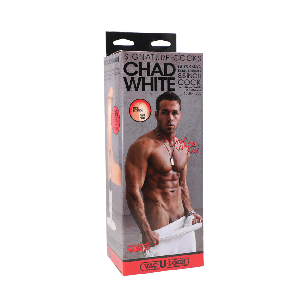 DOC JOHNSON - SIGNATURE COCKS - CHAD WHITE 8.5 POLEGADAS ULTRASKYN DILDO COM VENTOSA REMOVÍVEL VAC-U-LOCK BAUNILHA
