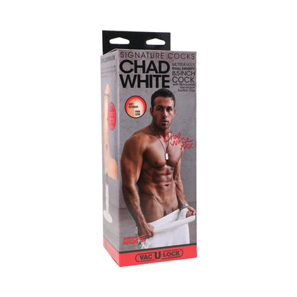 DOC JOHNSON - SIGNATURE COCKS - CHAD WHITE 8.5 POLEGADAS ULTRASKYN DILDO COM VENTOSA REMOVÍVEL VAC-U-LOCK BAUNILHA