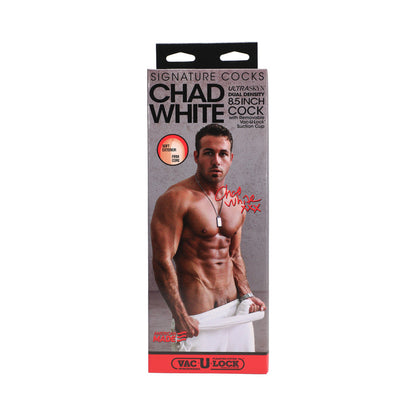 DOC JOHNSON - SIGNATURE COCKS - CHAD WHITE 8.5 POLEGADAS ULTRASKYN DILDO COM VENTOSA REMOVÍVEL VAC-U-LOCK BAUNILHA