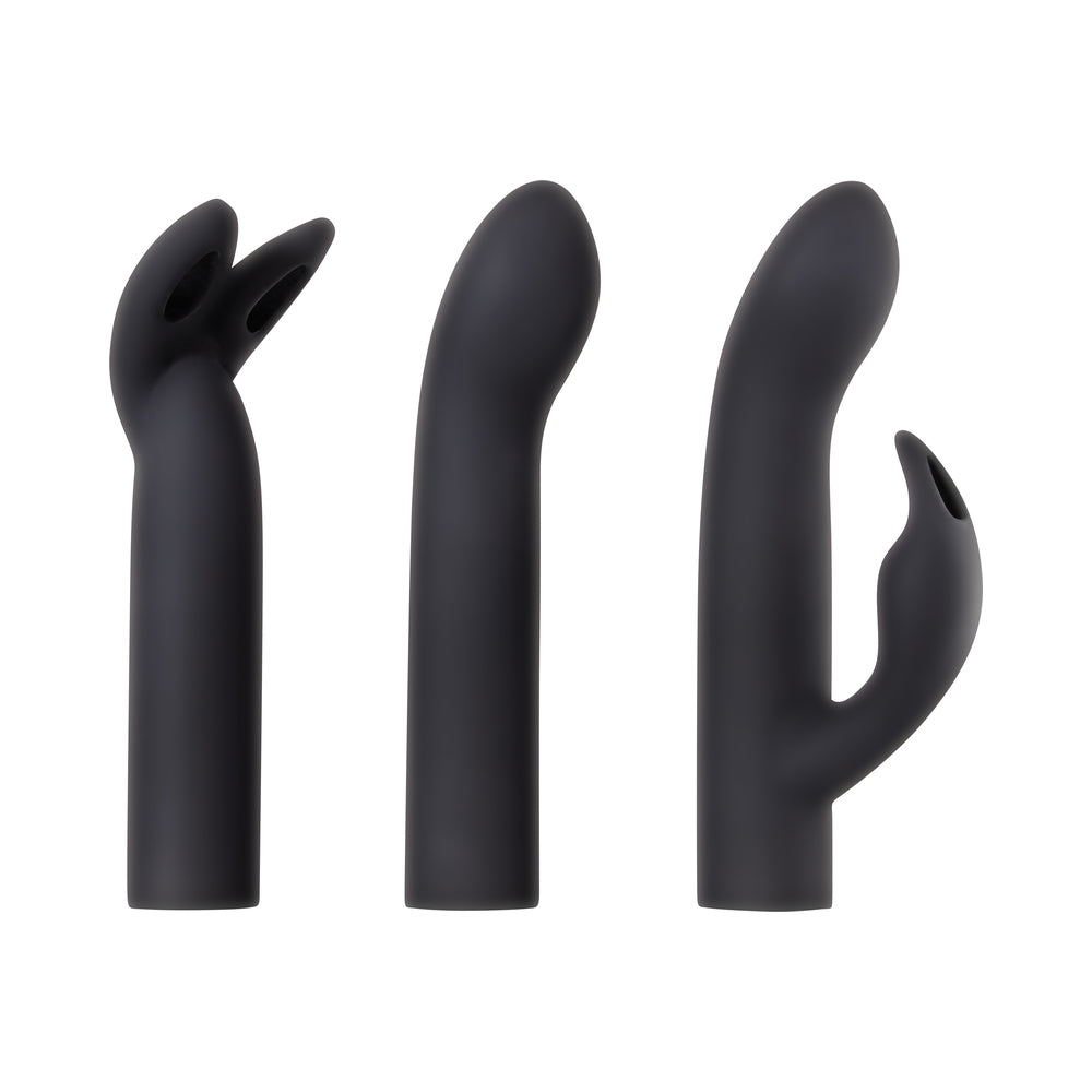 EVOLVED - VIBRADOR BULLET RECARREGÁVEL DE SILICONE FOUR PLAY E CONJUNTO DE 3 PEÇAS DE MANGA PRETO