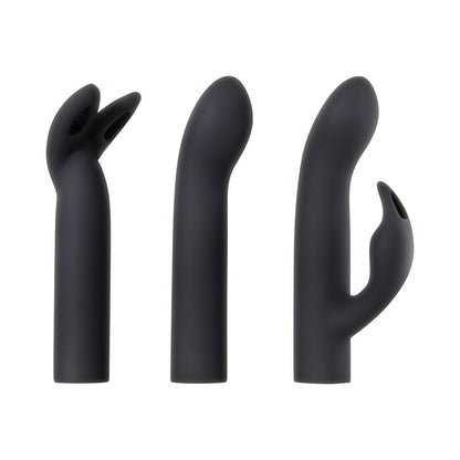 EVOLVED - VIBRADOR BULLET RECARREGÁVEL DE SILICONE FOUR PLAY E CONJUNTO DE 3 PEÇAS DE MANGA PRETO