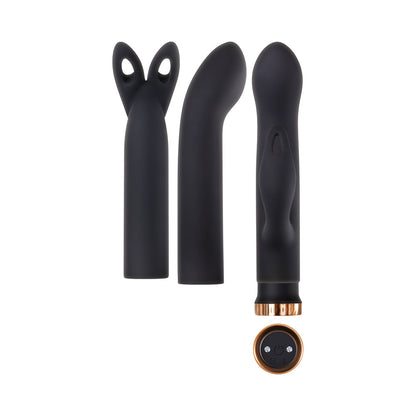 EVOLVED - VIBRADOR BULLET RECARREGÁVEL DE SILICONE FOUR PLAY E CONJUNTO DE 3 PEÇAS DE MANGA PRETO