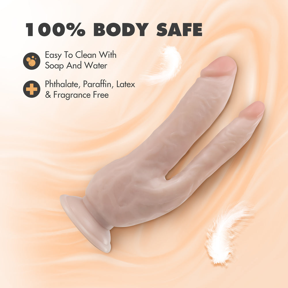 BLUSH - DR. SKIN DP COCK REALISTIC 8 IN. DUAL ENTRY DILDO BEIGE
