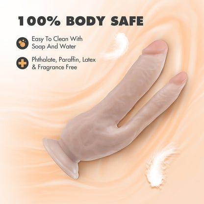 BLUSH - DR. SKIN DP COCK REALISTIC 8 IN. DUAL ENTRY DILDO BEIGE