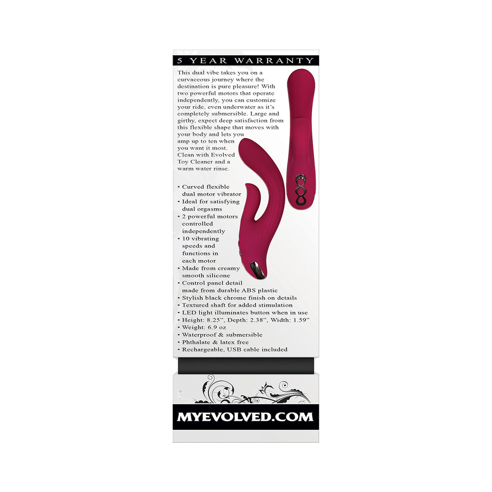 EVOLVED - RED DREAM RECHARGEABLE SILICONE DUAL STIMULATOR
