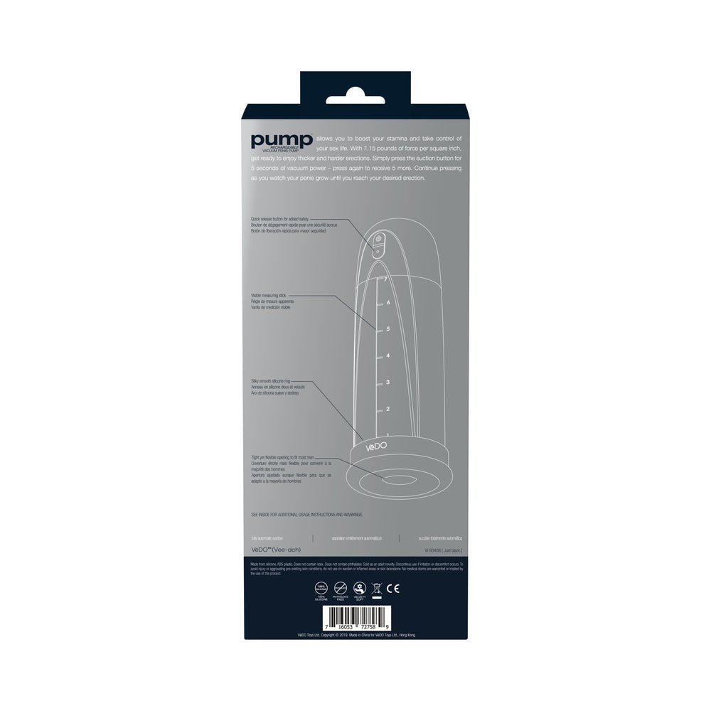 VEDO - PUMP RECHARGEABLE VACUUM PENIS PUMP BLACK