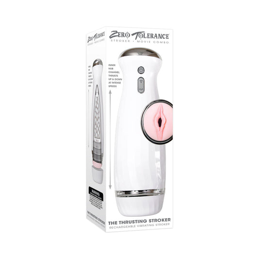 ZERO TOLERANCE - RECHARGEABLE THRUSTING STROKER WITH MOVIE DOWNLOAD WHITE