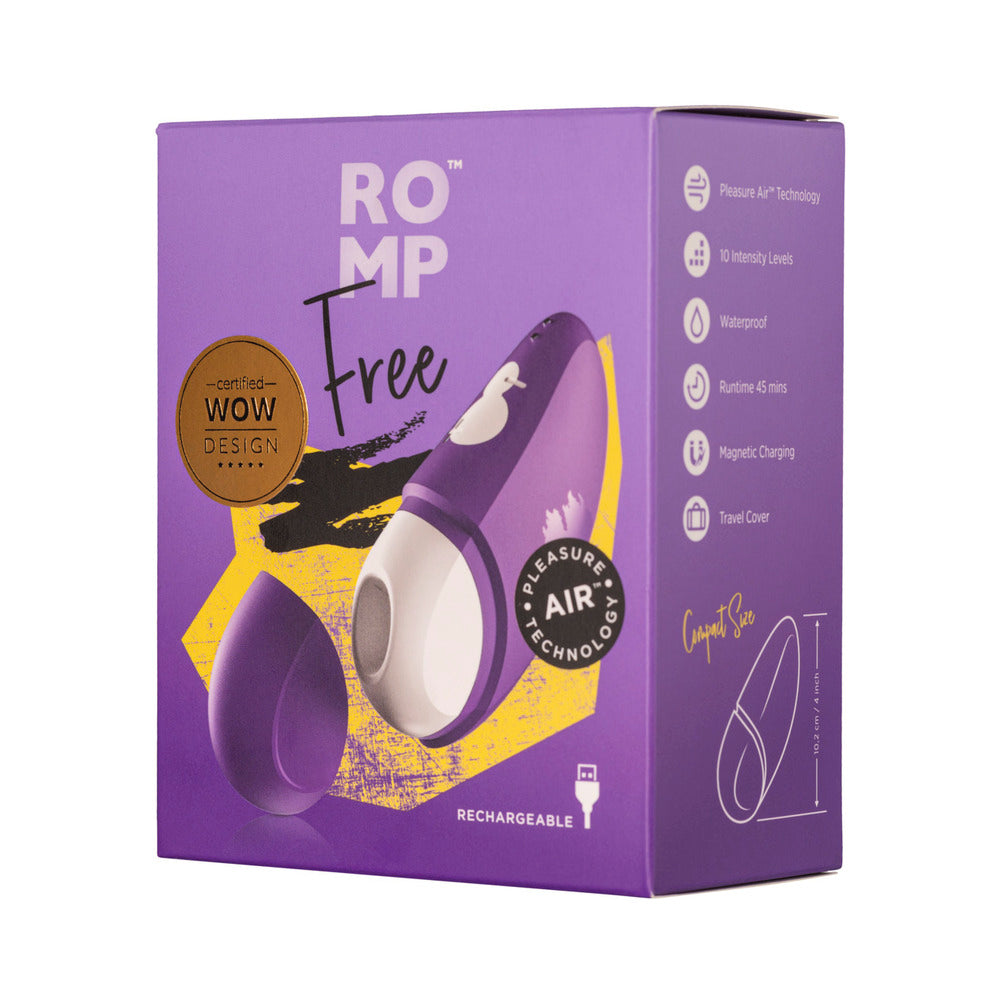 ROMP - FREE RECHARGEABLE SILICONE AIR-PULSE CLITORAL VIBRATOR PURPLE