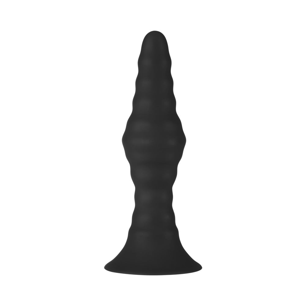 FORTO - RECHARGEABLE VIBRATING RIBBED ANAL PLUG WITH REMOTE CONTROL, LARGE, BLACK