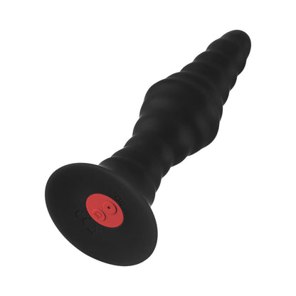 FORTO - RECHARGEABLE VIBRATING RIBBED ANAL PLUG WITH REMOTE CONTROL, LARGE, BLACK