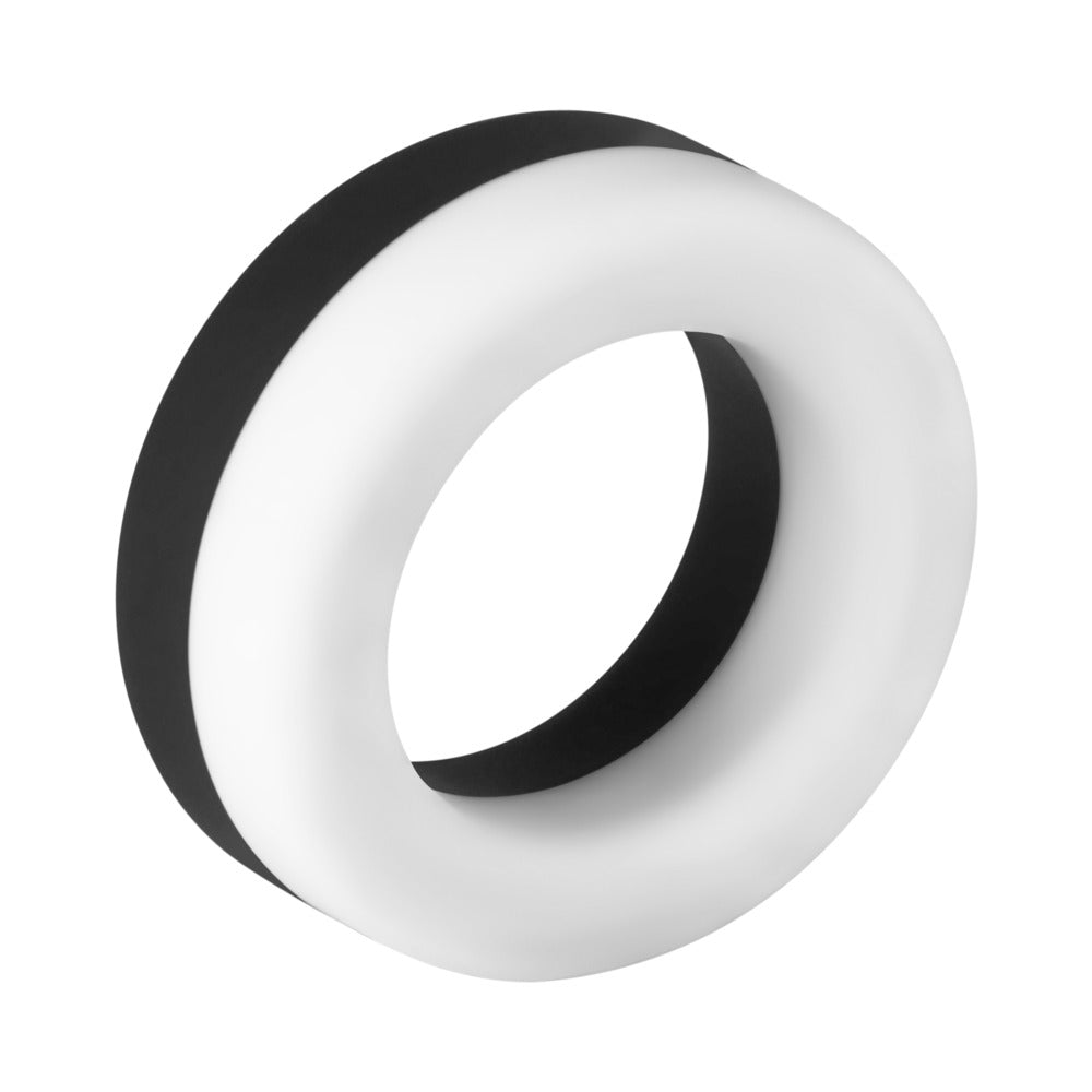 FORTO - F-19 LIQUID SILICONE 2-TONE COCK RING BLACK/WHITE