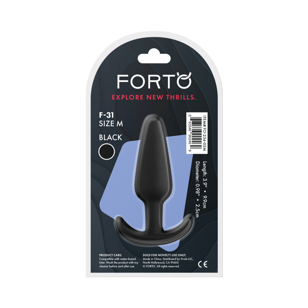 FORTO - F-31 PLUG ANAL EM SILICONE MÉDIO PRETO