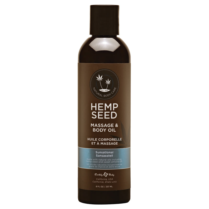 EARTHLY BODY - ÓLEO DE MASSAGEM DE CÂNHAMO SUNSATIONAL 8 OZ.