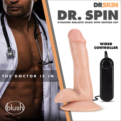 BLUSH - DR. SKIN DR. SPIN 6 IN. GYRATING REALISTIC DILDO WITH BALLS BEIGE