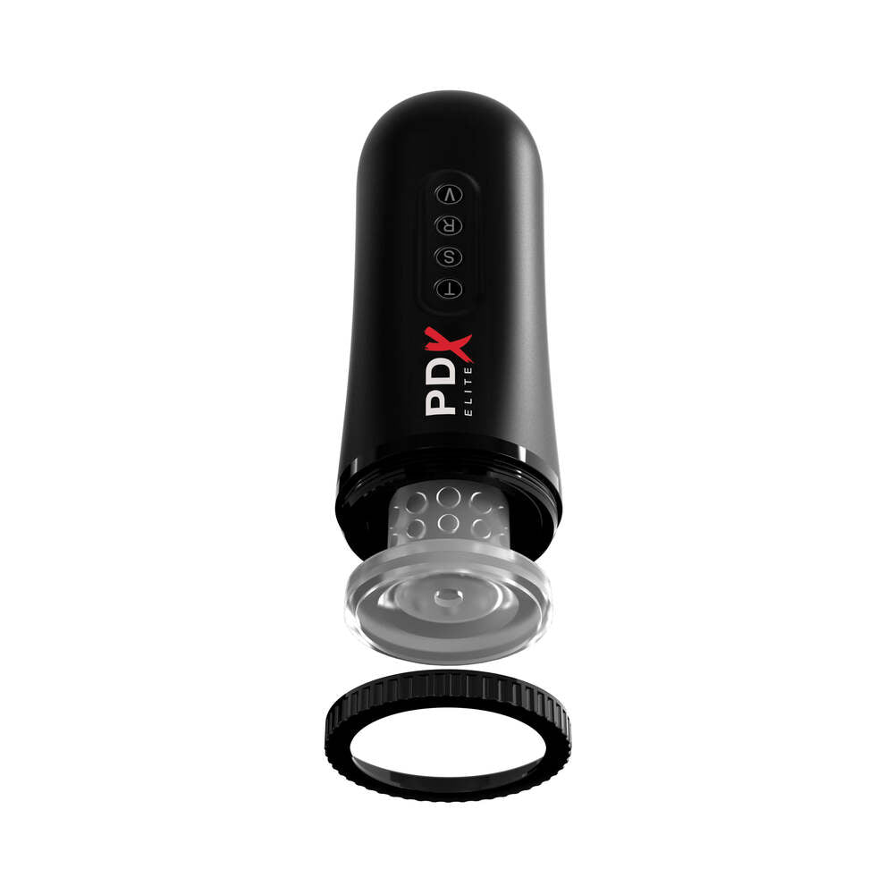PDX BRANDS - PDX ELITE MOTO BLOWER RECHARGEABLE THRUSTING VIBRATING SUCTION MASTURBATOR CLEAR/BLACK