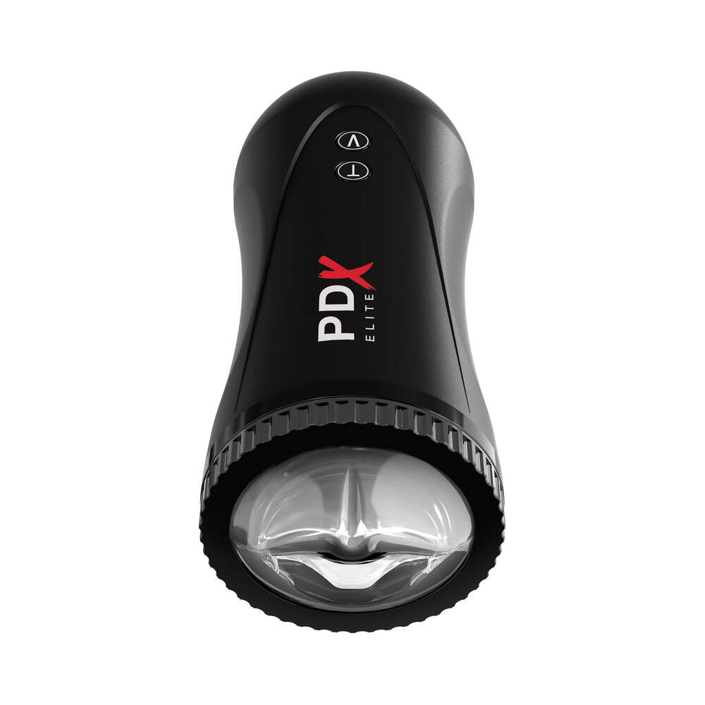 PDX BRANDS - PDX ELITE MOTO STROKER RECHARGEABLE THRUSTING VIBRATING MASTURBATOR CLEAR/BLACK