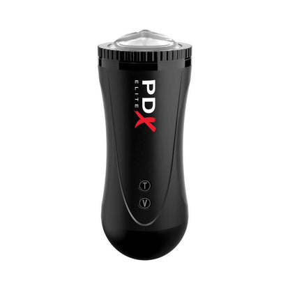 PDX BRANDS - PDX ELITE MOTO STROKER RECHARGEABLE THRUSTING VIBRATING MASTURBATOR CLEAR/BLACK