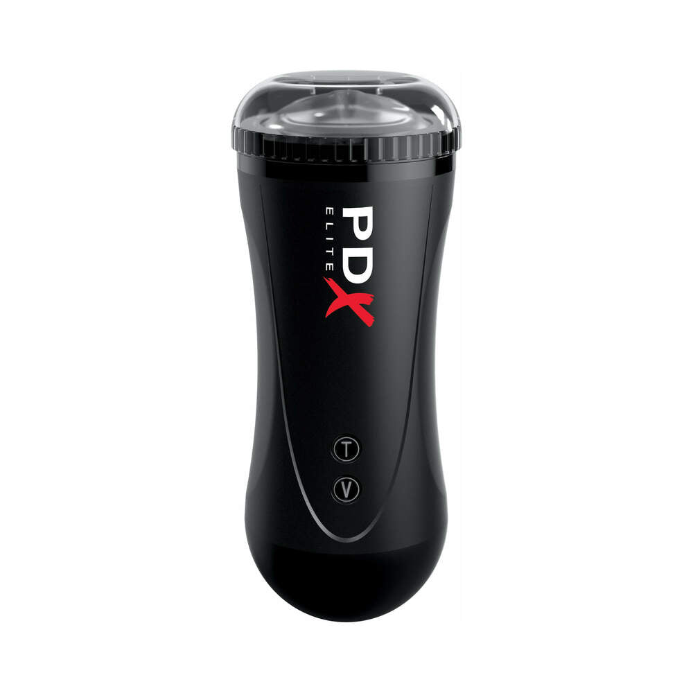 PDX BRANDS - PDX ELITE MOTO STROKER RECHARGEABLE THRUSTING VIBRATING MASTURBATOR CLEAR/BLACK