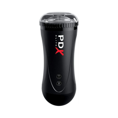 PDX BRANDS - PDX ELITE MOTO STROKER RECHARGEABLE THRUSTING VIBRATING MASTURBATOR CLEAR/BLACK