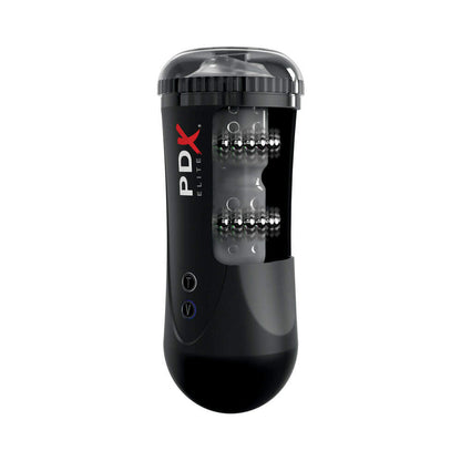 PDX BRANDS - PDX ELITE MOTO STROKER RECHARGEABLE THRUSTING VIBRATING MASTURBATOR CLEAR/BLACK