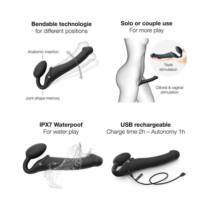 LOVELY PLANET - STRAP ON ME RECHARGEABLE REMOTE CONTROLLED SILICONE VIBRATING BENDABLE STRAP ON