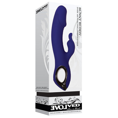 EVOLVED - BUNNY BUDDY RECHARGEABLE SILICONE RABBIT VIBRATOR BLUE