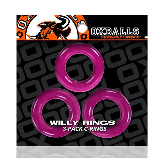 OXBALLS - WILLY RINGS 3-PACK COCKRINGS O/S HOT PINK