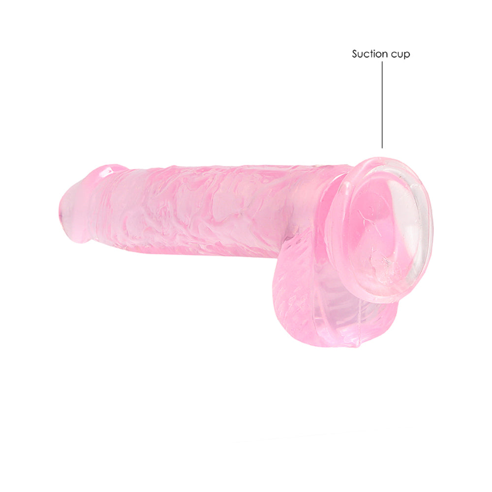 SHOTS - REALROCK CRYSTAL DILDO REALISTA DE 6 POLEGADAS COM BOLAS E