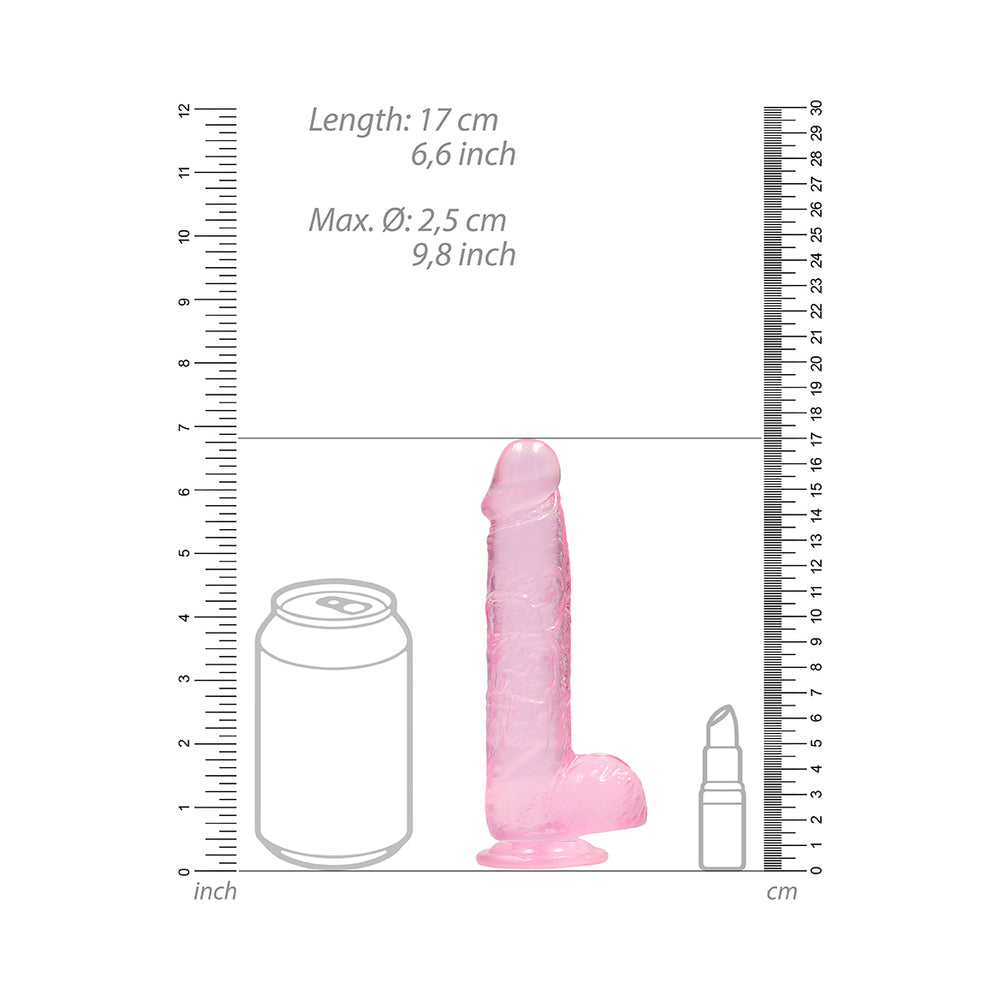 SHOTS - REALROCK CRYSTAL DILDO REALISTA DE 6 POLEGADAS COM BOLAS E
