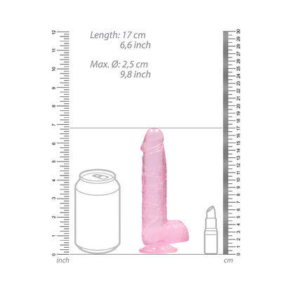SHOTS - REALROCK CRYSTAL DILDO REALISTA DE 6 POLEGADAS COM BOLAS E