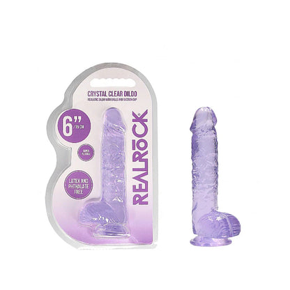 SHOTS - REALROCK CRYSTAL DILDO REALISTA DE 6 POLEGADAS COM BOLAS E