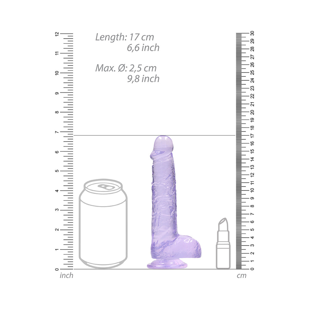 SHOTS - REALROCK CRYSTAL DILDO REALISTA DE 6 POLEGADAS COM BOLAS E