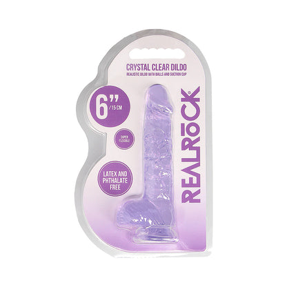 SHOTS - REALROCK CRYSTAL DILDO REALISTA DE 6 POLEGADAS COM BOLAS E