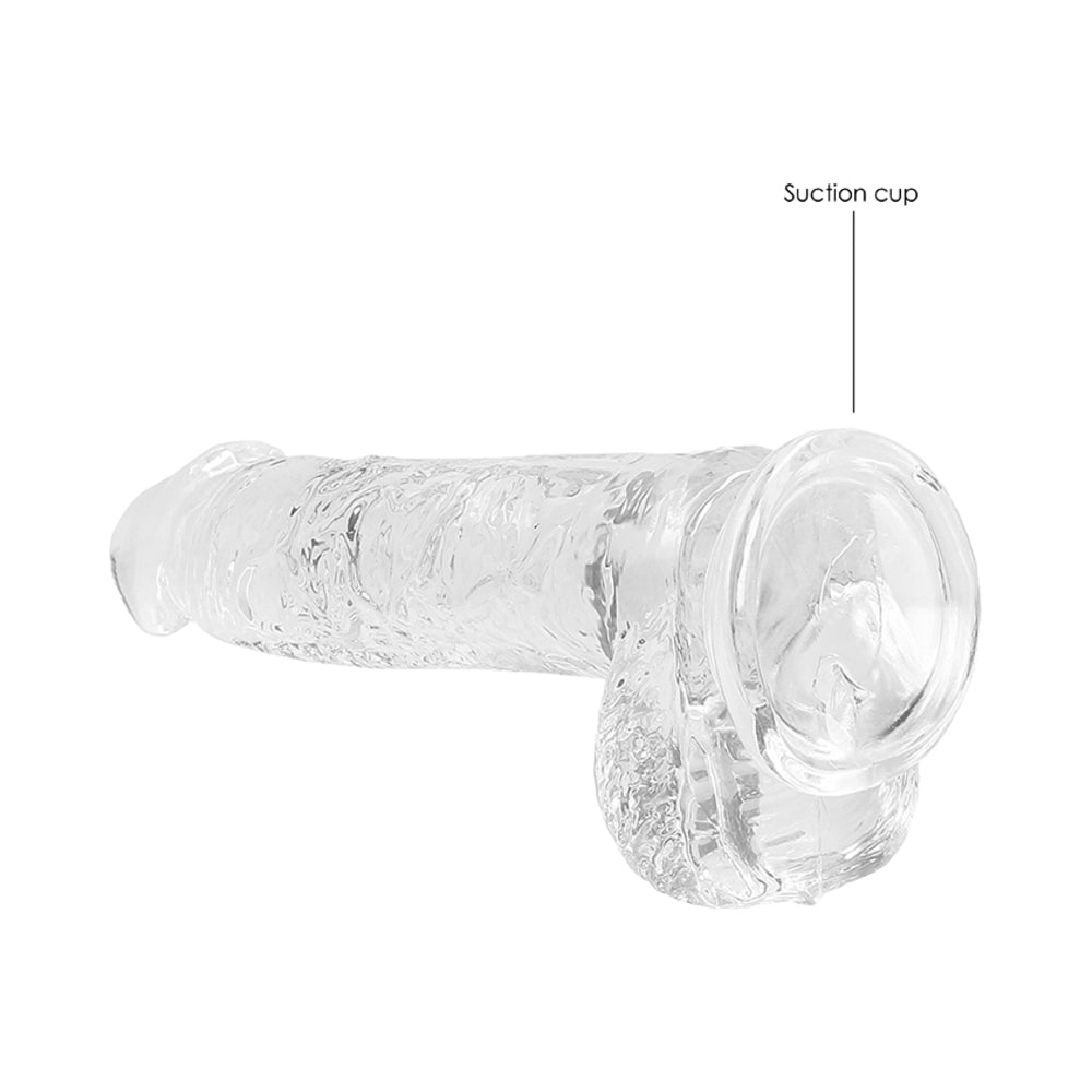 SHOTS - REALROCK CRYSTAL DILDO REALISTA DE 6 POLEGADAS COM BOLAS E
