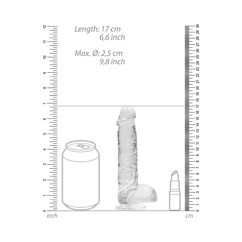 SHOTS - REALROCK CRYSTAL DILDO REALISTA DE 6 POLEGADAS COM BOLAS E