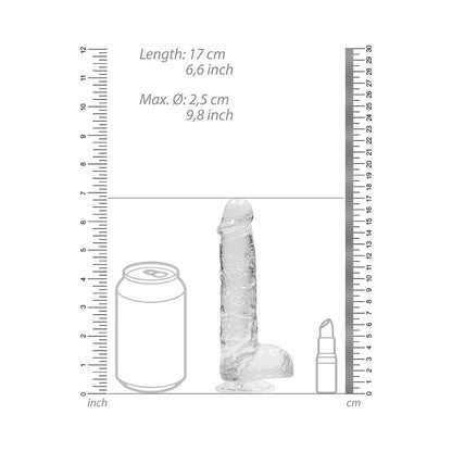 SHOTS - REALROCK CRYSTAL DILDO REALISTA DE 6 POLEGADAS COM BOLAS E