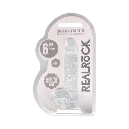 SHOTS - REALROCK CRYSTAL DILDO REALISTA DE 6 POLEGADAS COM BOLAS E