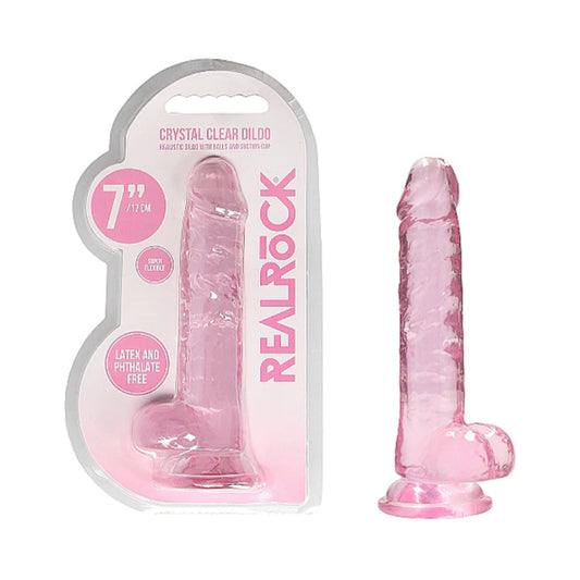 SHOTS - REALROCK CRYSTAL REALISTIC 7 IN. DILDO WITH BALLS AND