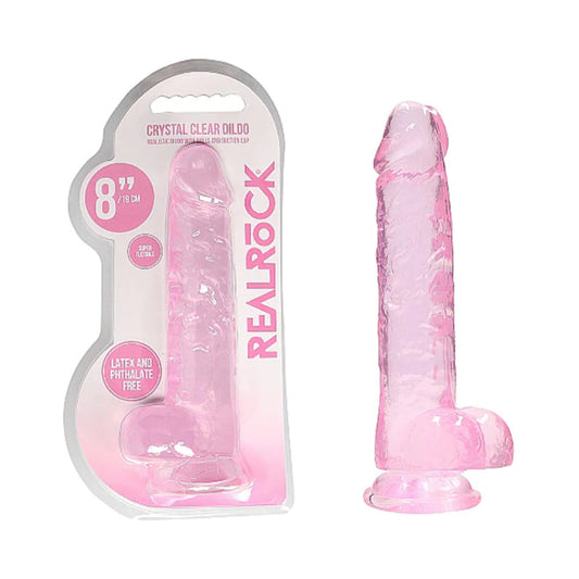 SHOTS - REALROCK CRYSTAL REALISTIC 8 IN. DILDO WITH BALLS AND