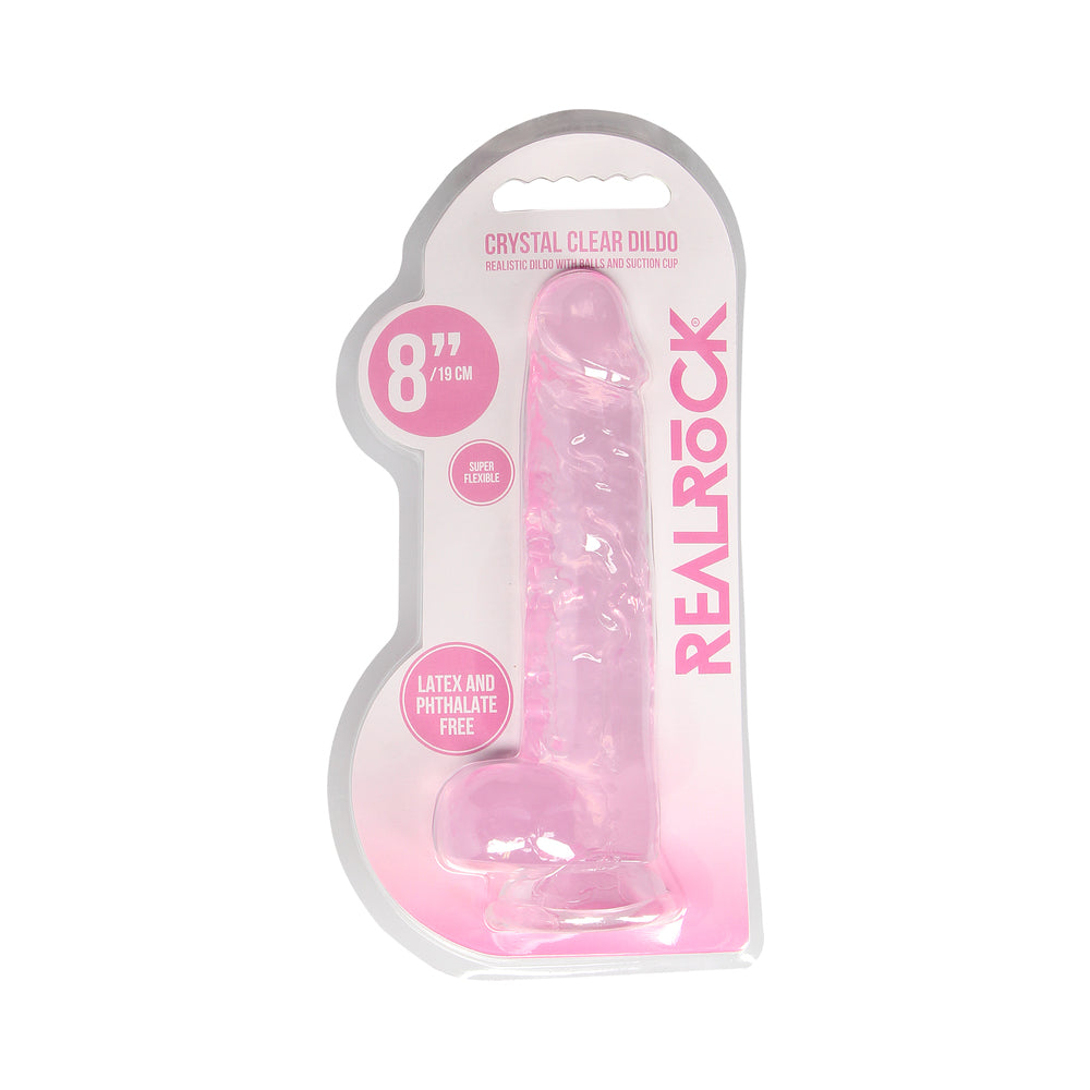 SHOTS - REALROCK CRYSTAL REALISTIC 8 IN. DILDO WITH BALLS AND