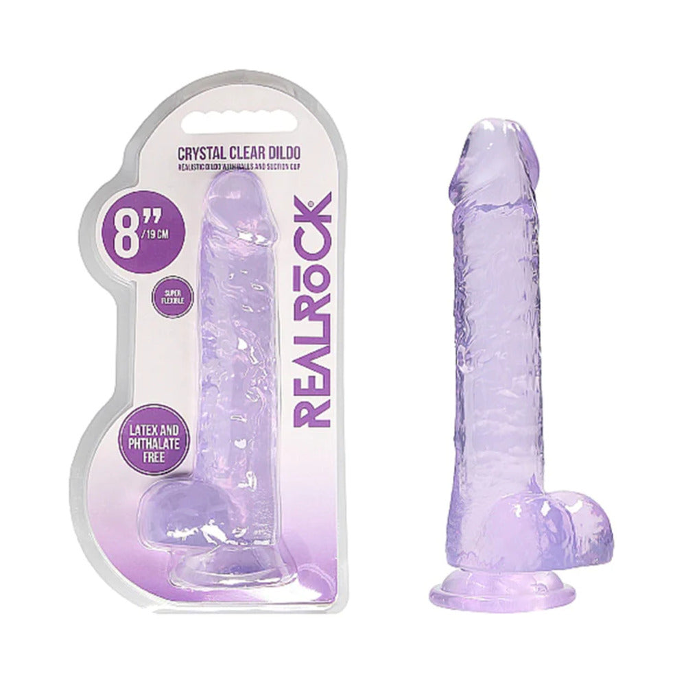 SHOTS - REALROCK CRYSTAL REALISTIC 8 IN. DILDO WITH BALLS AND