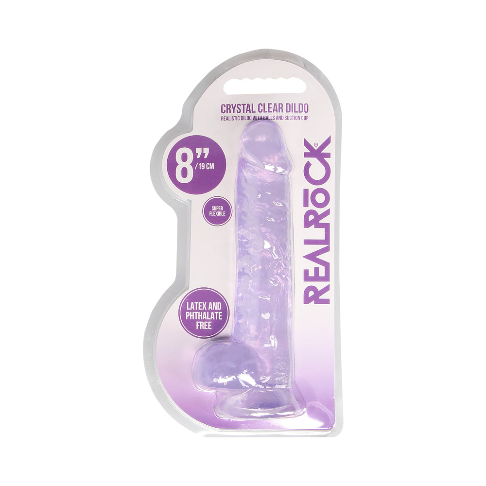 SHOTS - REALROCK CRYSTAL REALISTIC 8 IN. DILDO WITH BALLS AND